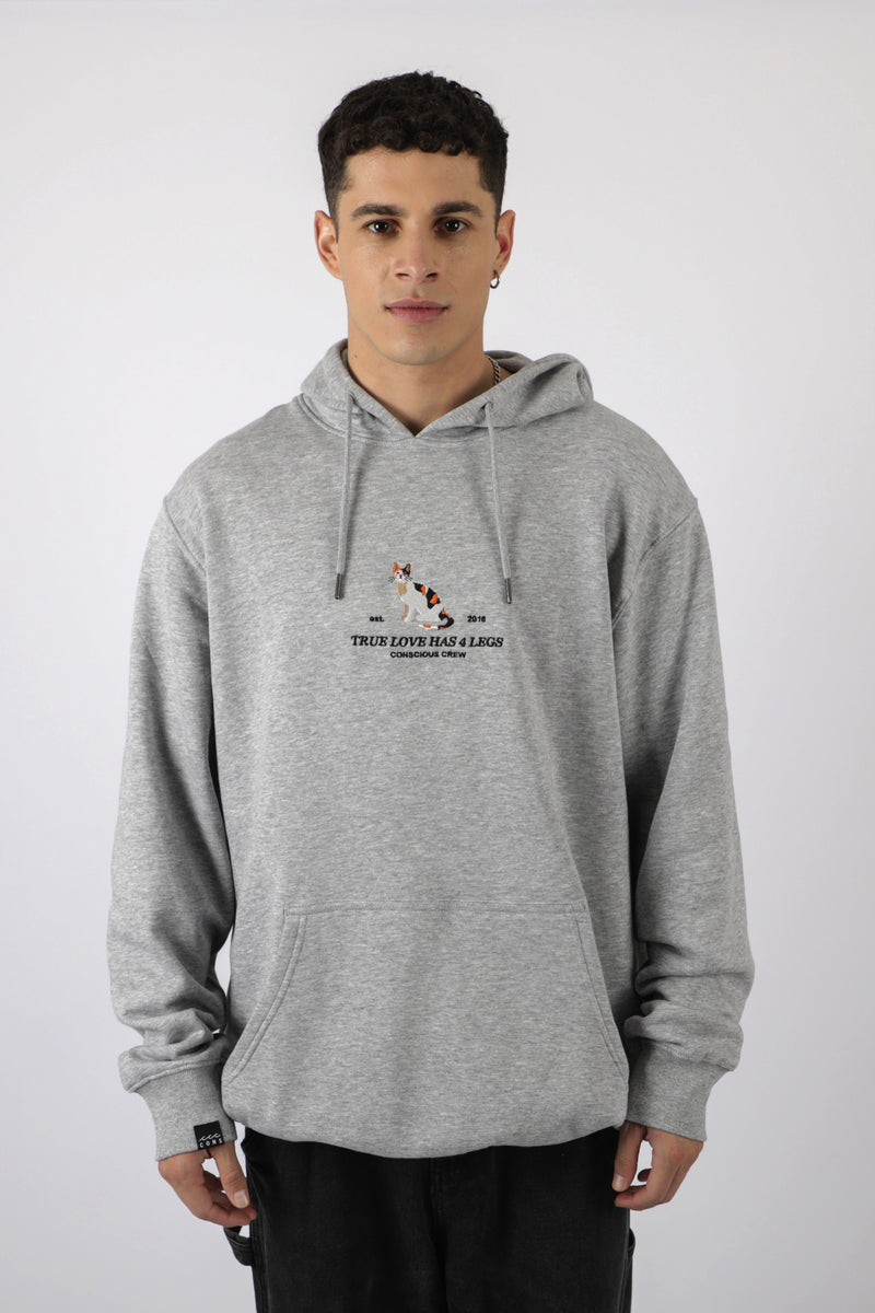 HOODIE TRUE LOVE CAT GRAY ♂