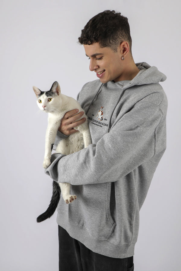 HOODIE TRUE LOVE CAT GRAY ♂