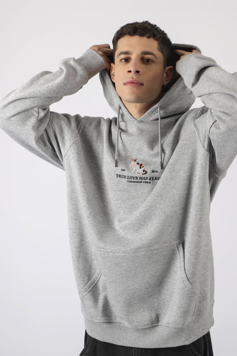 HOODIE TRUE LOVE CAT GRAY ♂