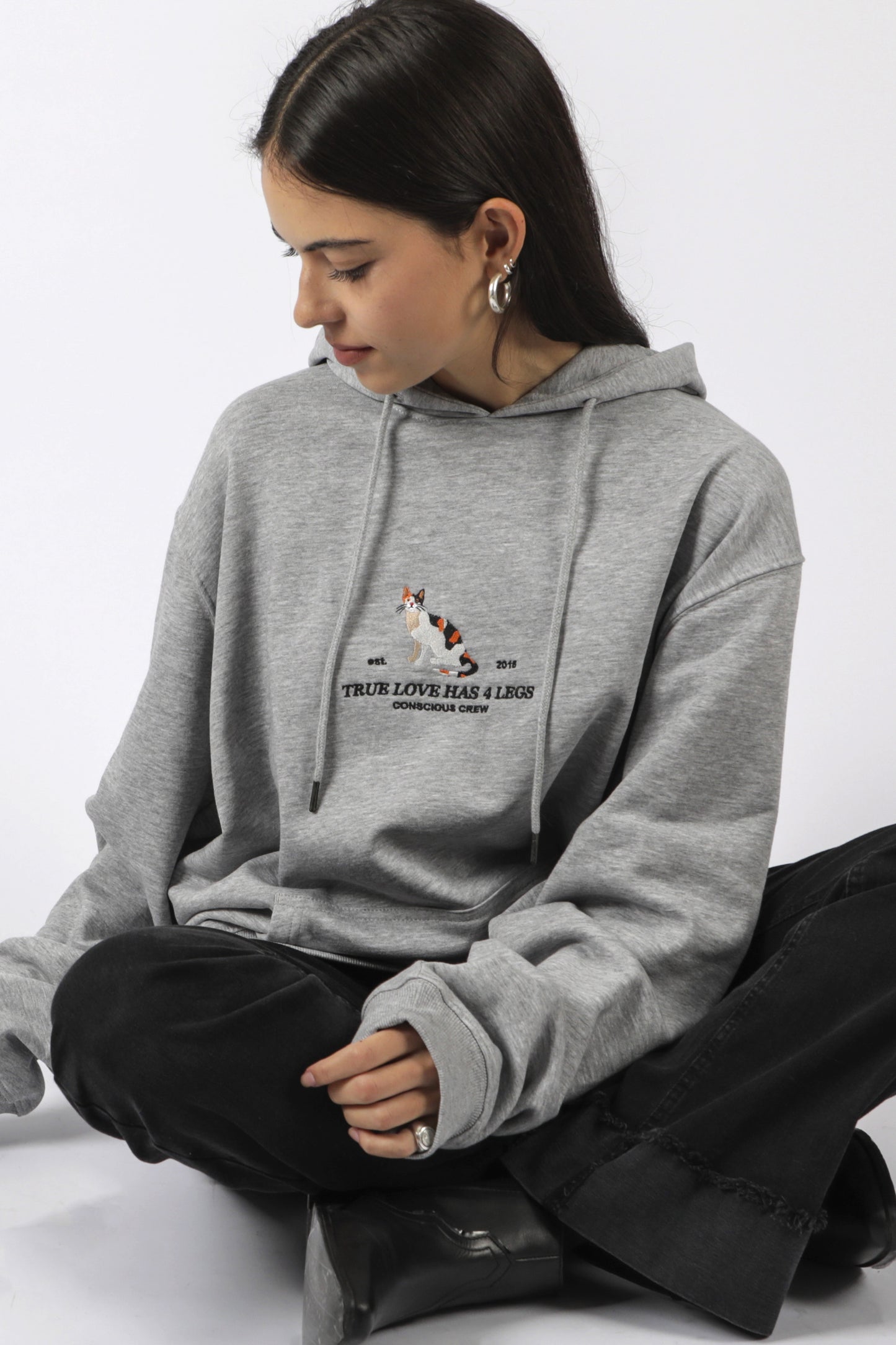 HOODIE TRUE LOVE CAT GRAY ♀