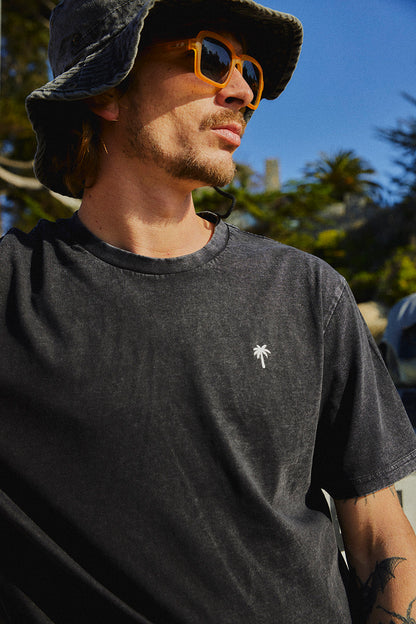 POLERA PALM TREE ACID WASH NEGRO ♂
