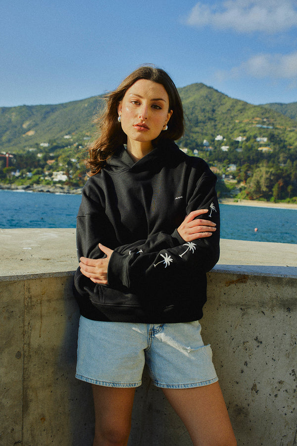 HOODIE PALM TREE BLACK BOXY FIT ♀