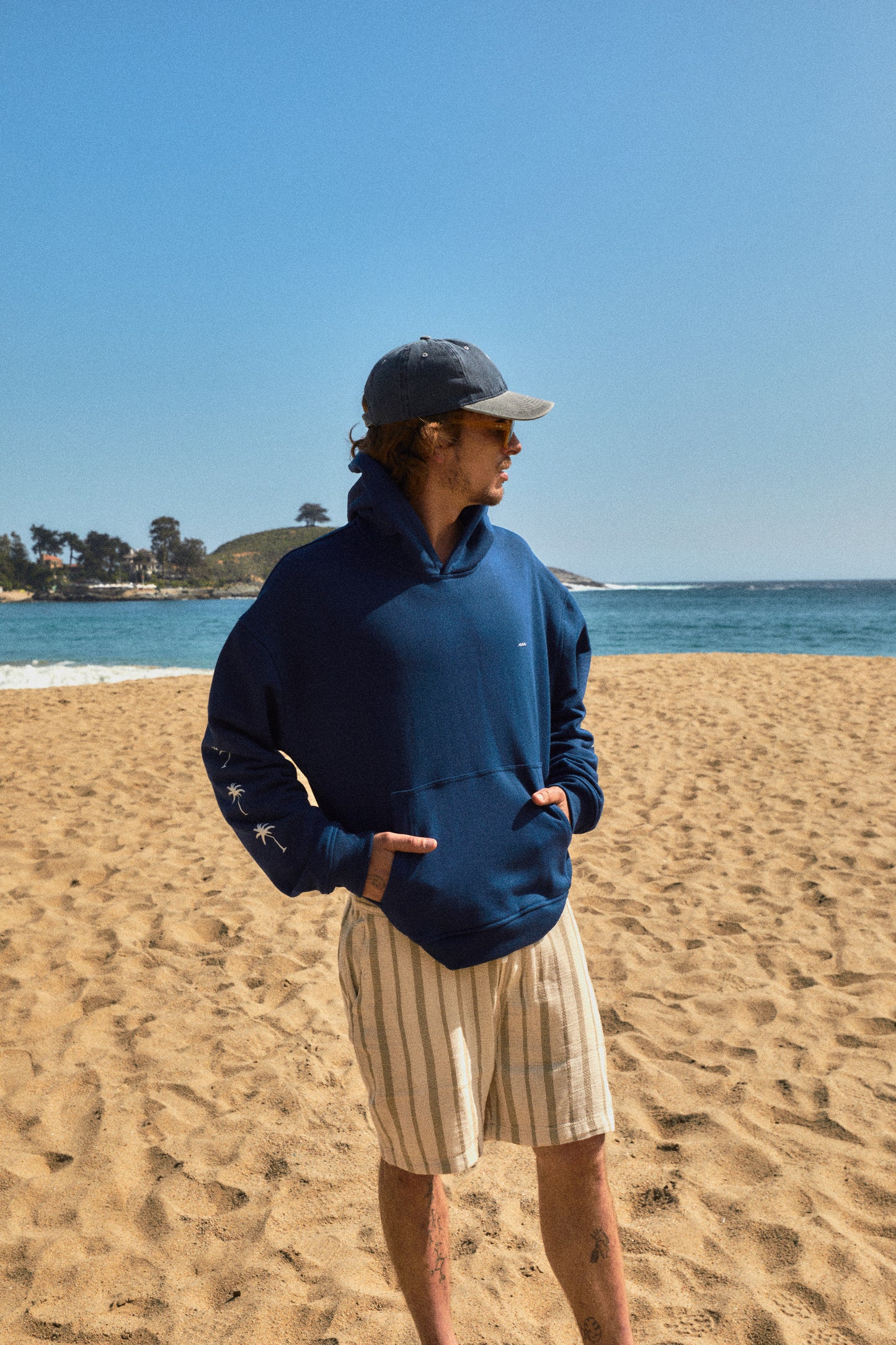 HOODIE PALM TREE BLUE BOXY FIT ♂