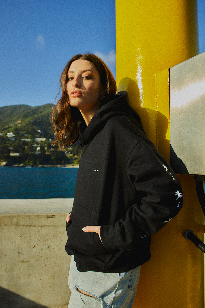 HOODIE PALM TREE BLACK BOXY FIT ♀
