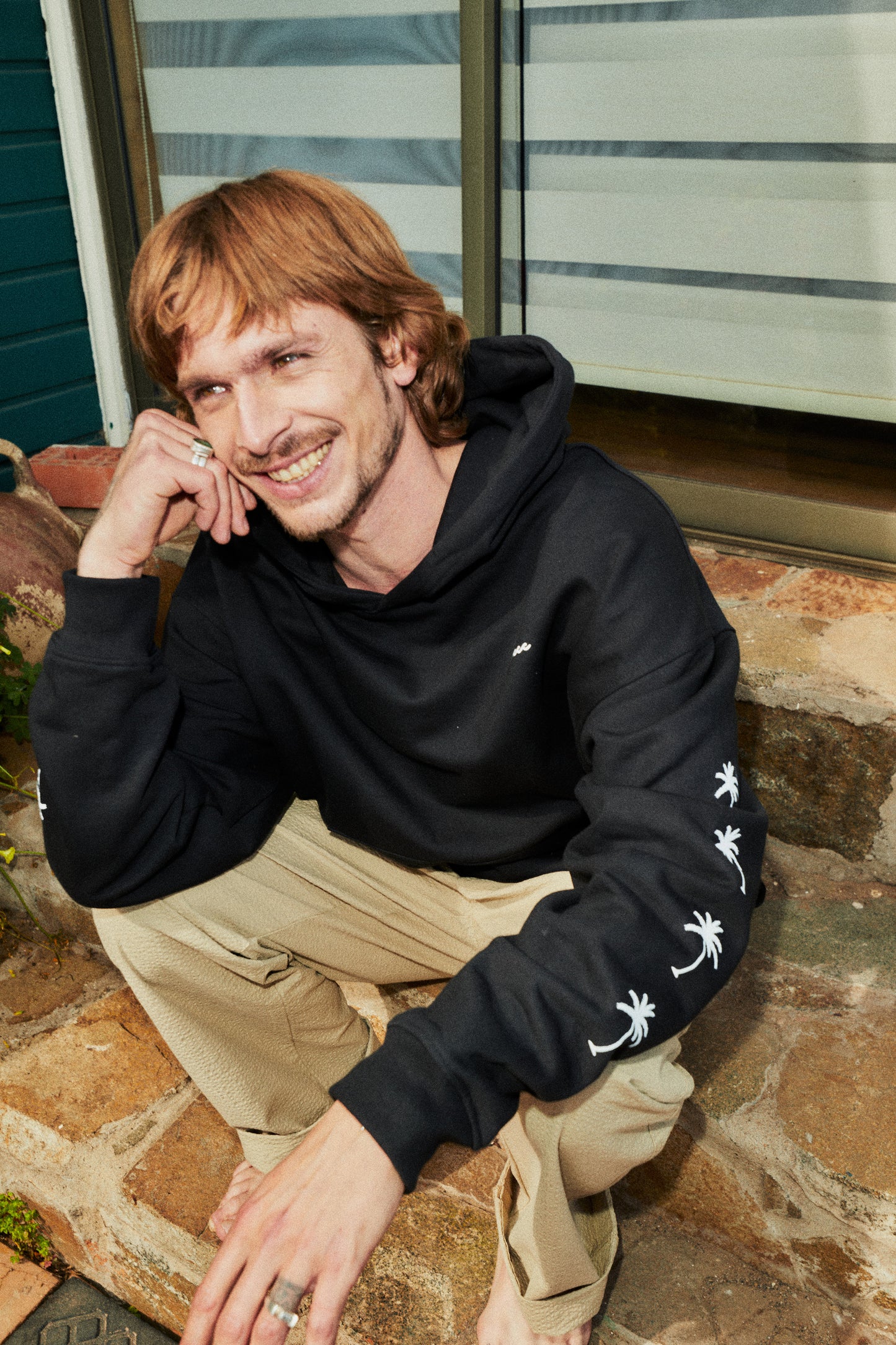 HOODIE PALM TREE BLACK BOXY FIT ♂