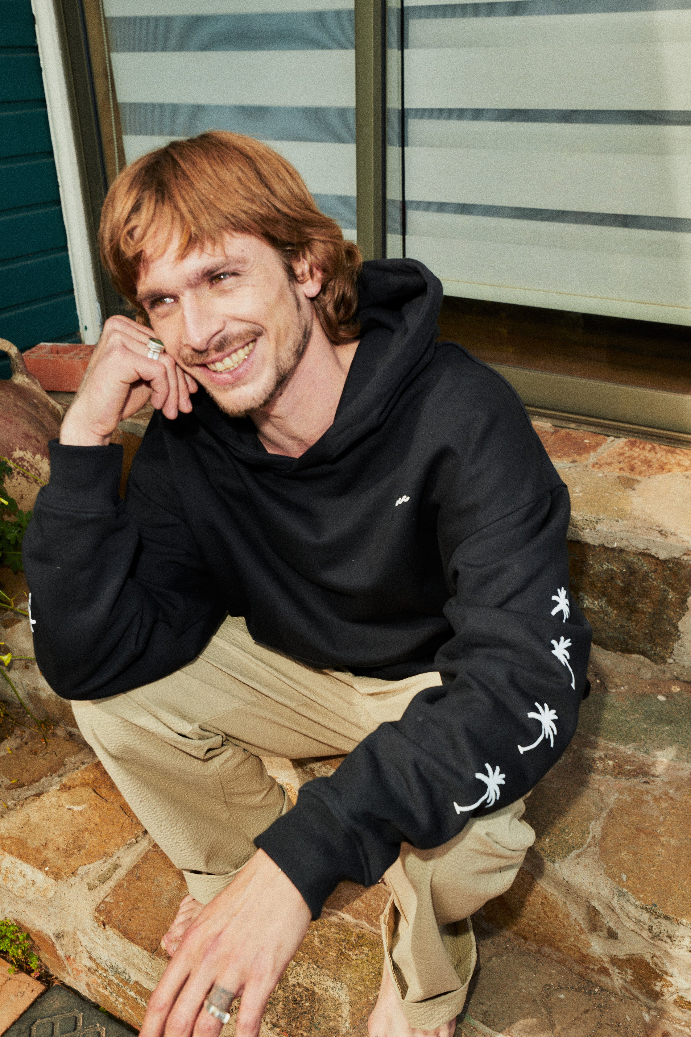 HOODIE PALM TREE BLACK BOXY FIT