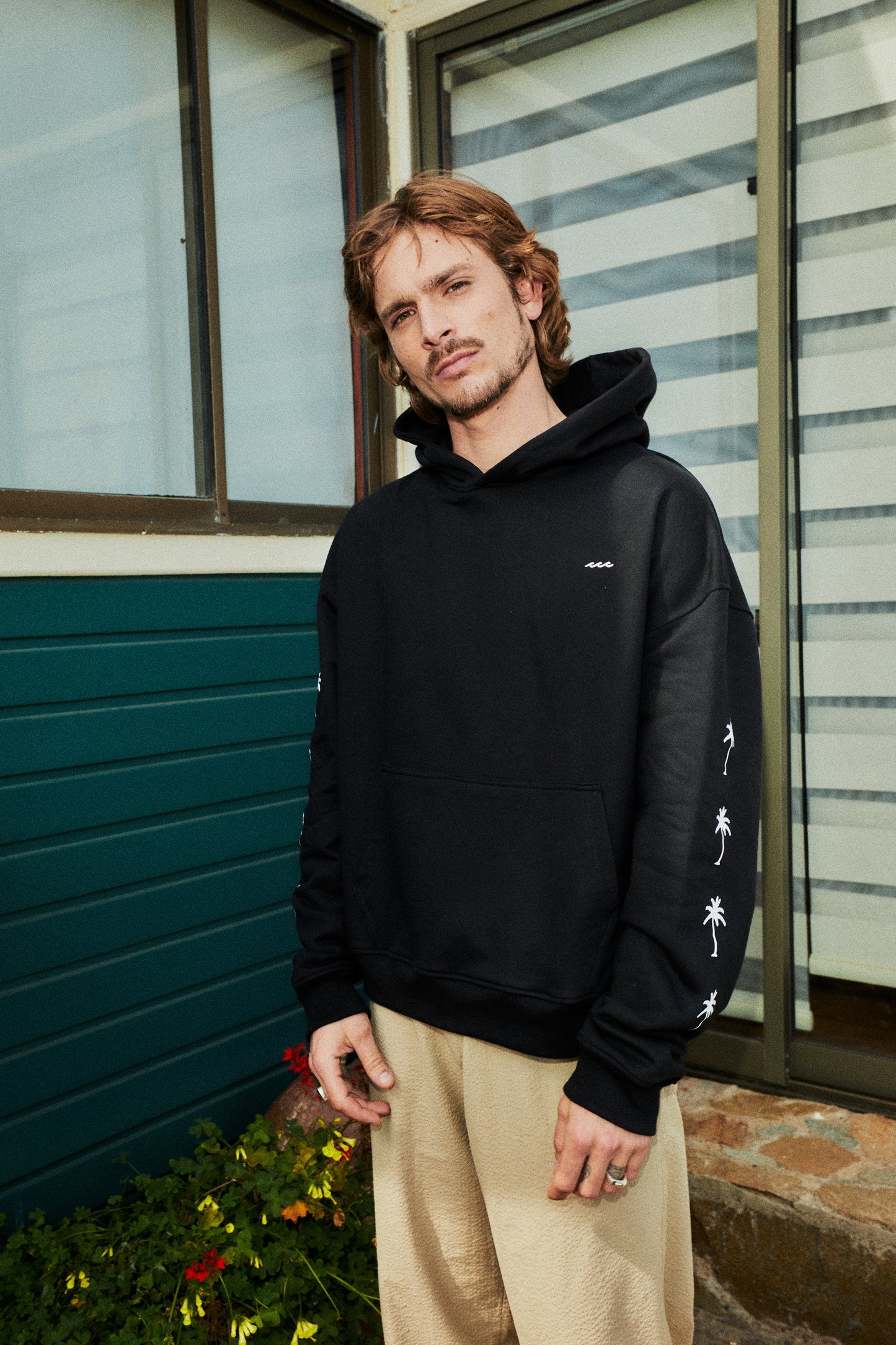 HOODIE PALM TREE BLACK BOXY FIT ♂