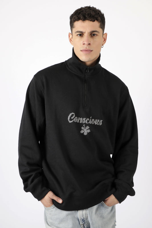 QUARTER ZIP CONSCIOUS DOTS BLACK ♂
