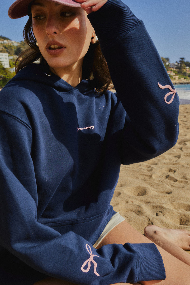 HOODIE SLEEVE RIBBON DEEP BLUE ♀