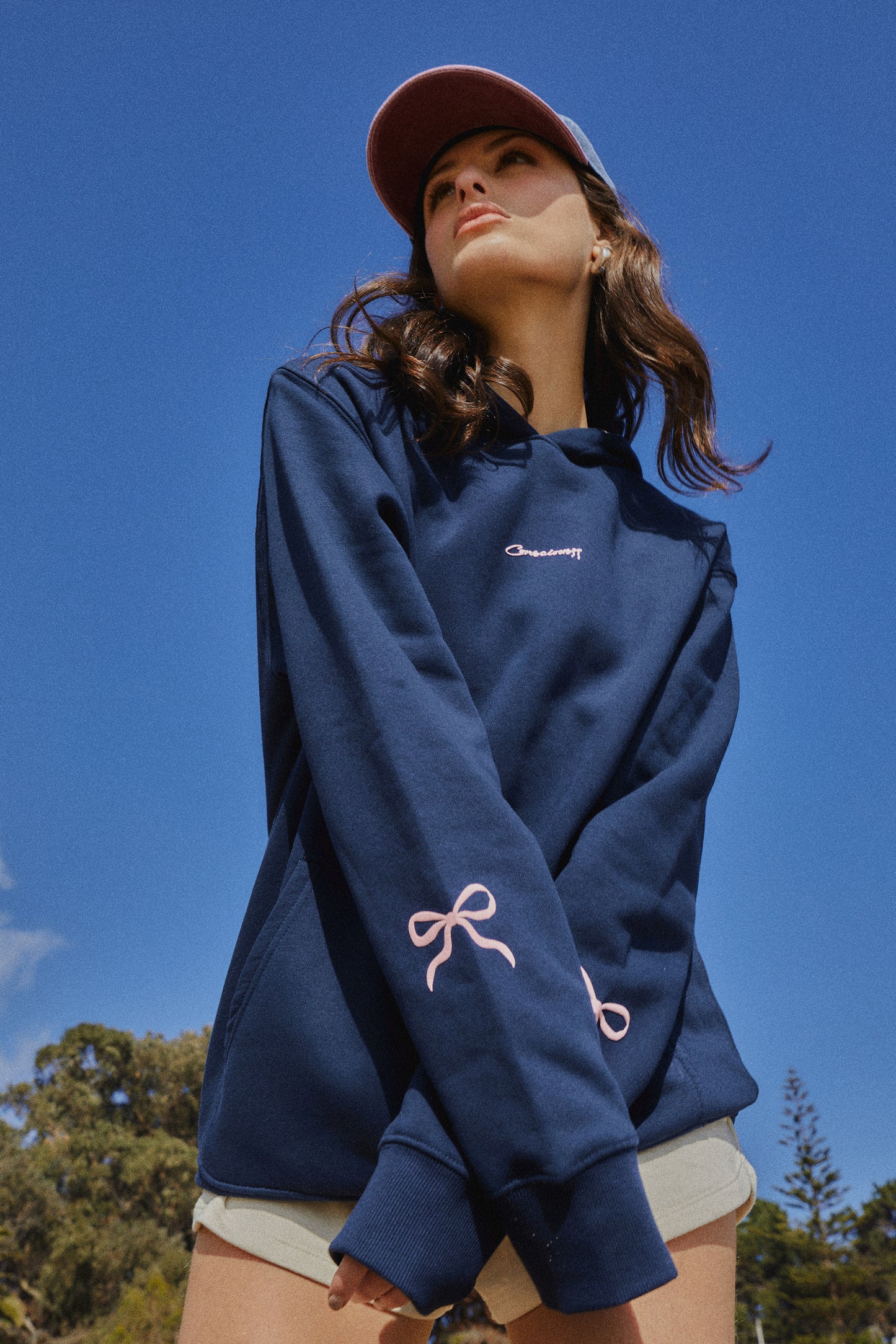 HOODIE SLEEVE RIBBON DEEP BLUE ♀