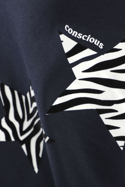 HOODIE ANIMAL PRINT STARS ACID WASH ♀