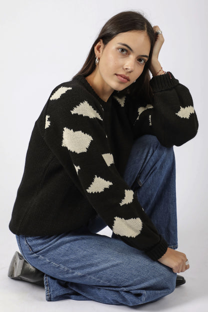 SWEATER RAGLAN ANIMAL NEGRO ♀