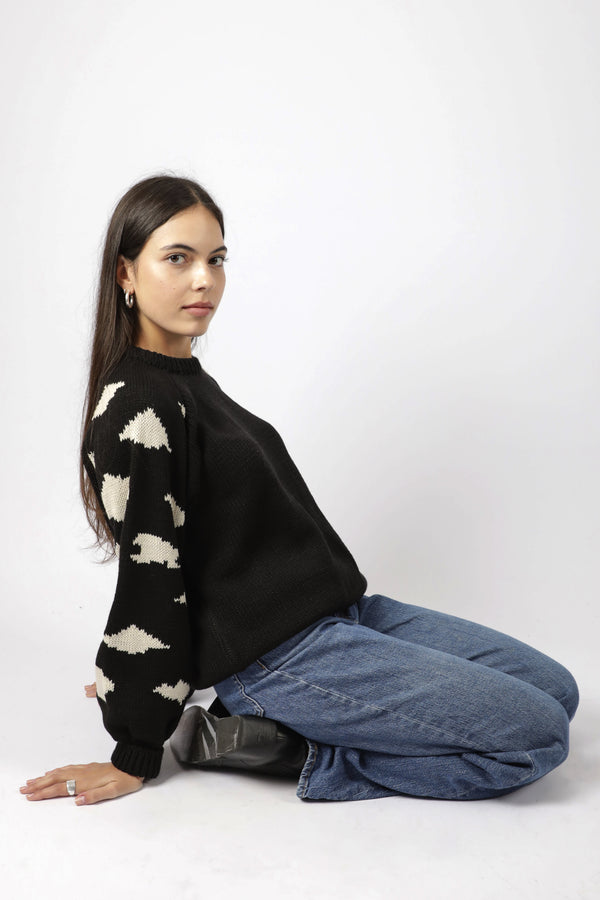 SWEATER RAGLAN ANIMAL NEGRO ♀